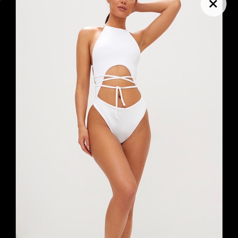 All White wrap around swimsuit